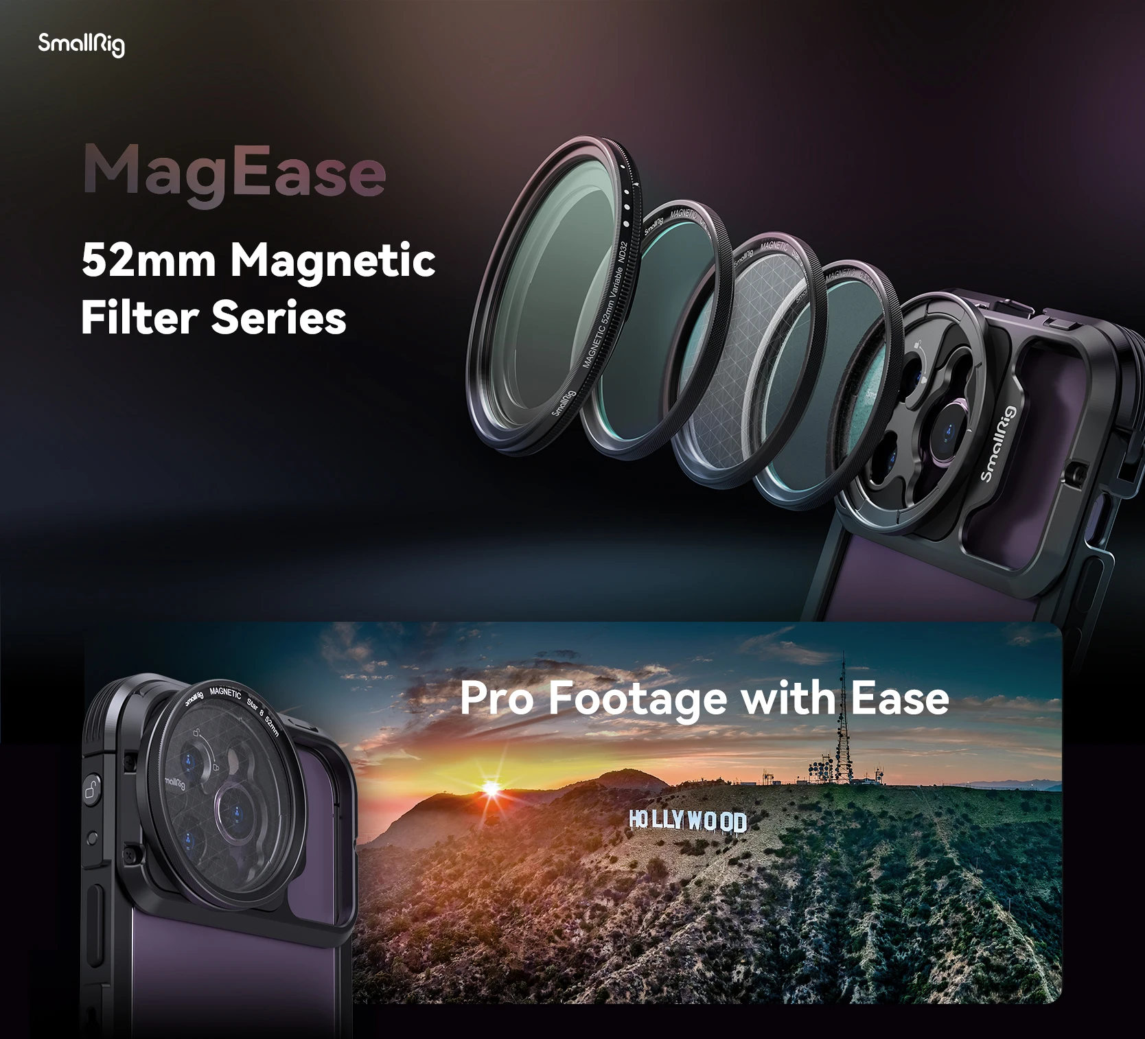 SmallRig 52mm Magnetic Variable ND Filter ND2-ND32 (1-5 Stops) Adjustable Neutral Density Filter for Phone -4215 2