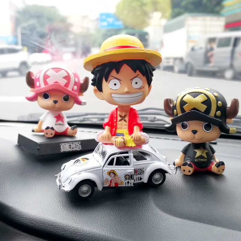 

Car Ornaments Bobblehead Anime Straw Hat Kid Luffy Joeba Cartoon Spring Shaking Head Doll Auto Interior Decoration Accessories
