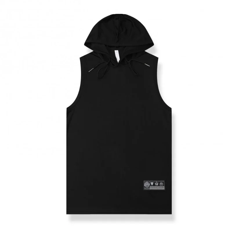 Sleeveless Running Shirt Men Hoodie Basketball Vest Jersey Hooded American Shooting Singlet Training Loose T-shirt Gym Cycling