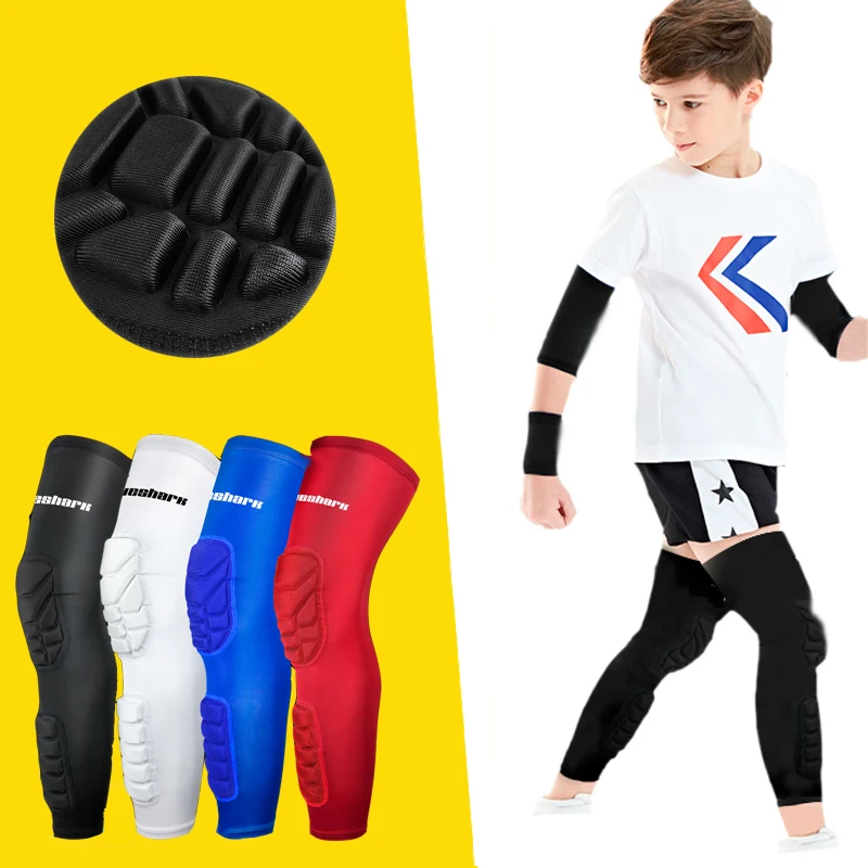 Childrens Kids Teens Long Sport Kneepads Basketball Leg