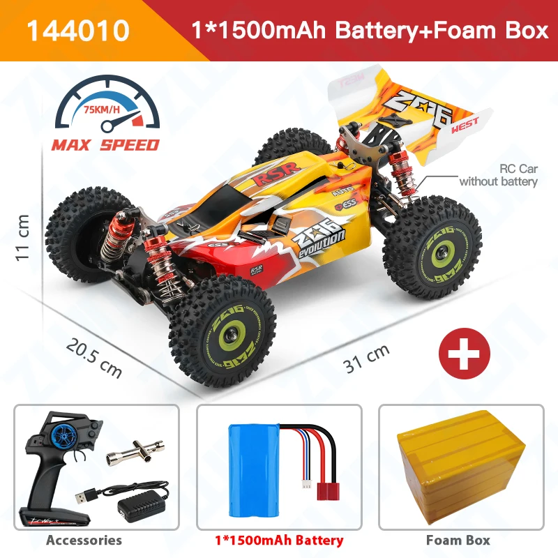 WLtoys 144010 144001 75KM/H 2.4G RC Car Brushless 4WD Electric