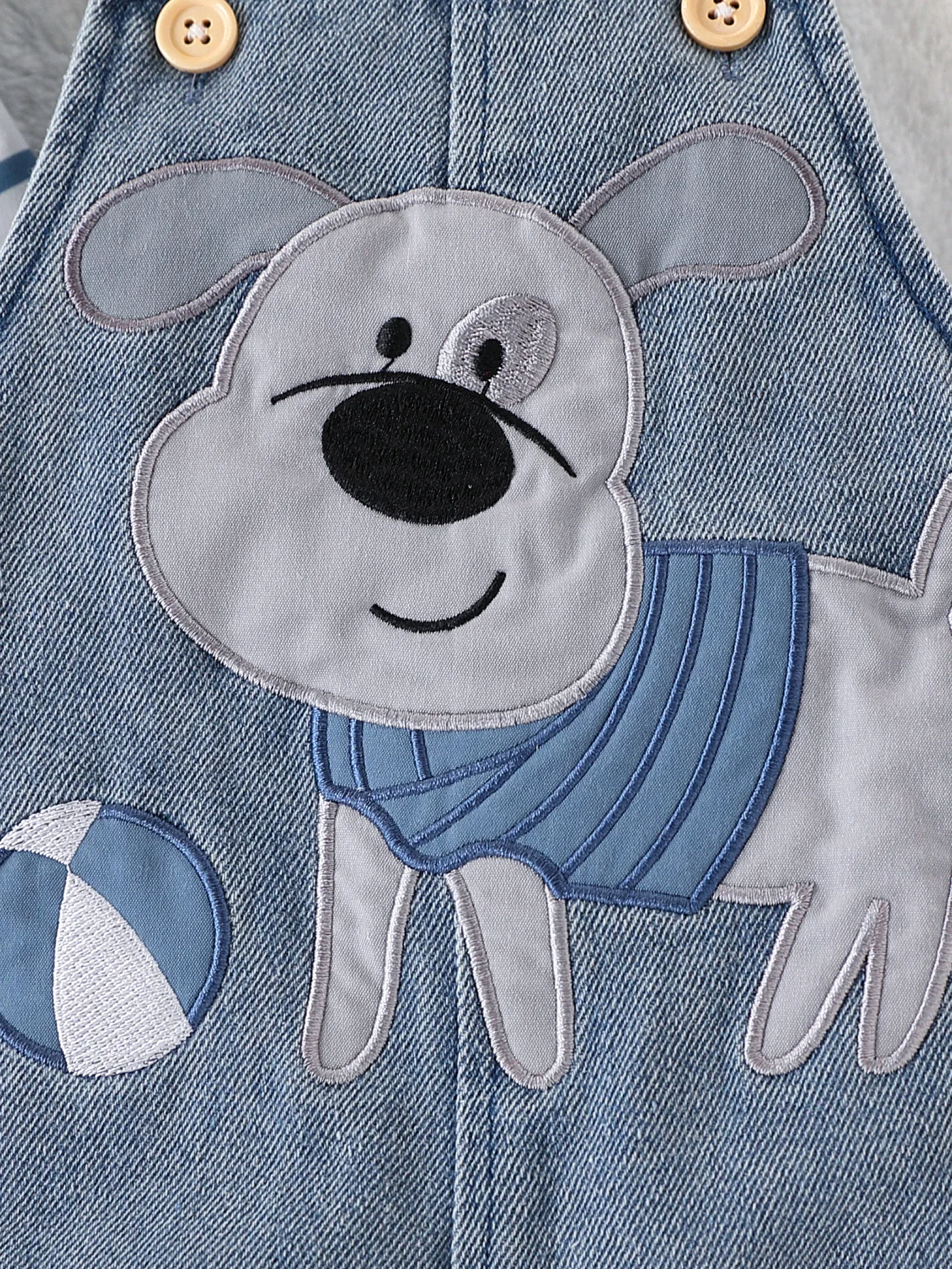 Baby Boy Striped T-Shirt + Cartoon Bear Denim Overalls Set, Cute Summer Casual Outfit for Going Out 5