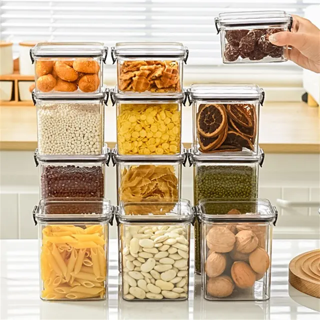 Rectangular Food Storage Box With Lid Acrylic Kitchen Rangement Drain  Container Fridge Organizer Artifacts Plastic Sealed Box - Bottles,jars &  Boxes - AliExpress