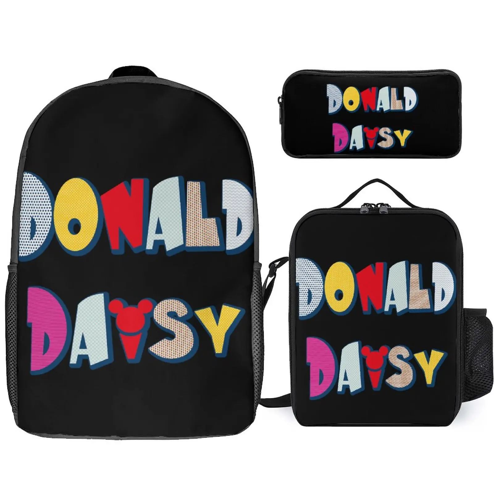

Disney Cute Print Large Capacity Backpack New School Bag Set 17-Inch Custom Storage 3-Piece School Bag Pencil Box Lunch Bag