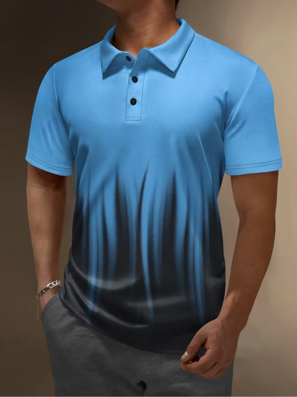 2025 men's t-shirt fashion casual home polo shirt 3d print stripe gradient print men's street lapel button polo short sleeve 9 S2e73d173919246f4b30baecc3826f78eW