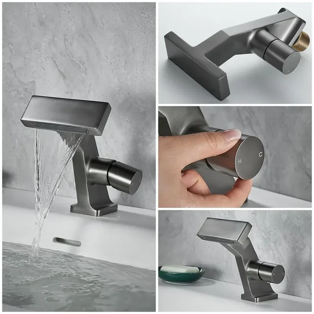 Antique Waterfall Bathroom Faucet Modern Washbasin Sink Faucet Brass Mixer Water Tap Hot and Cold Basin Faucet Bathtub Tap Crane 4