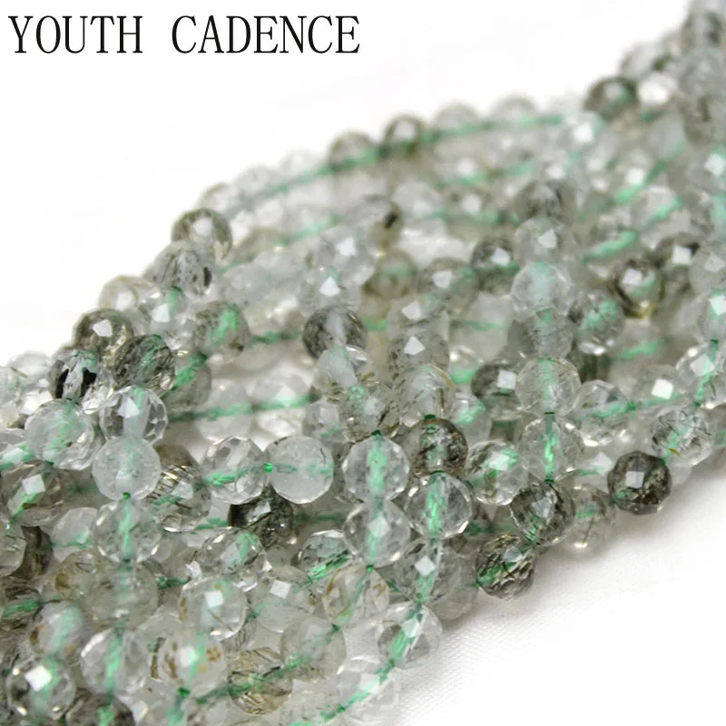 

Natural Faceted Green Rutilated Quartz Loose Spacer Tiny Beads 2-4mm for Jewelry Making DIY Bracelet Necklace Accessories