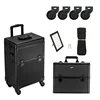 2 in 1 Rolling Makeup Train Case Professional Cosmetic trolley on Wheels Aluminum Nail Cart Cosmetic Suitcase for professional 4