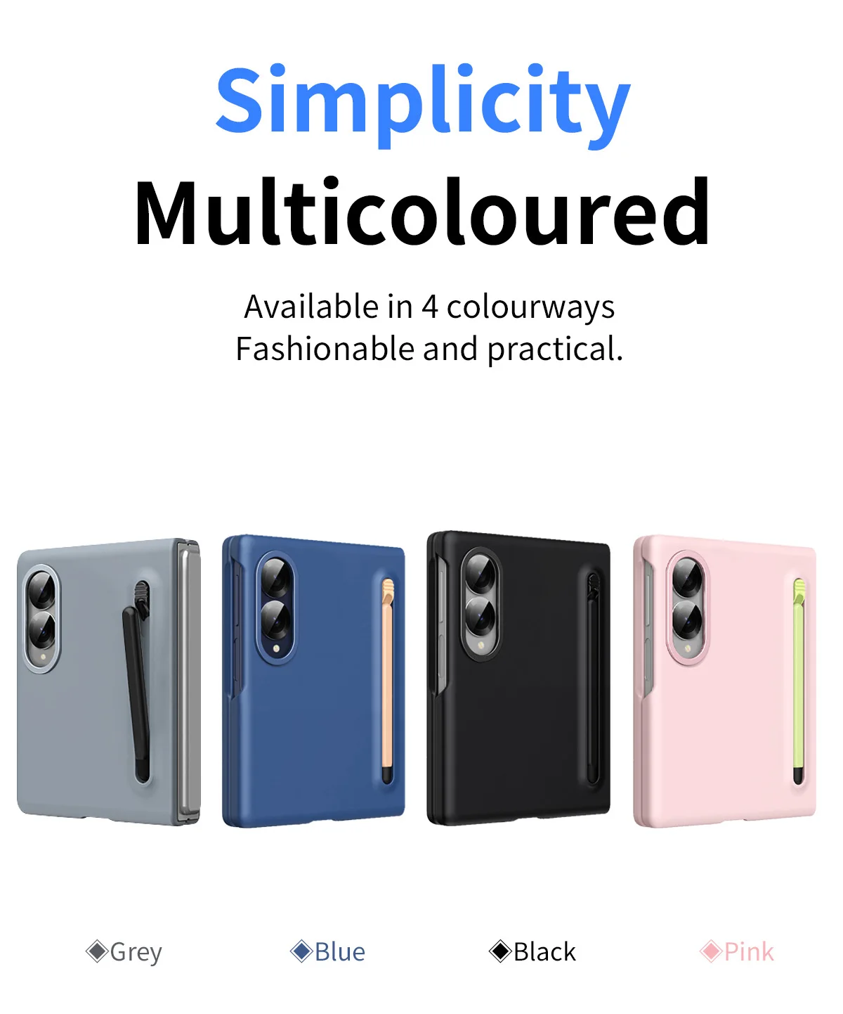 Premium Skin-Feel Folding Phone Case with Stylus Holder