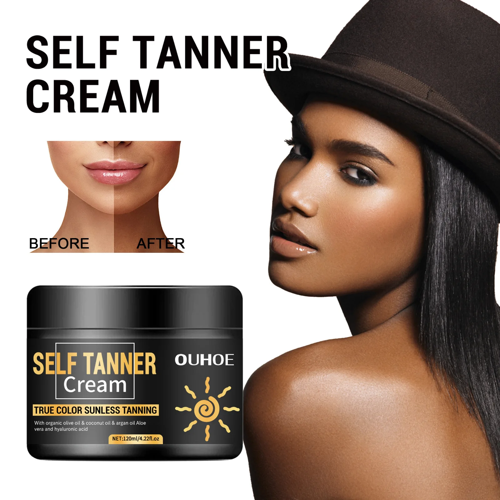 Self Tanning Cream Sunless Bronzer Long Lasting Dark Brown Sunburn Repair Sunbeds Outdoor Nourishing Moisturizer Body Tan Lotion