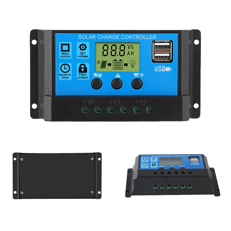 New Solar Controller Dual USB 5V Output LCD Display PWM Battery Charger 10A 12V/24V Solar Panel Charger Discharger Controller battery charger solar charger solar battery charge controller