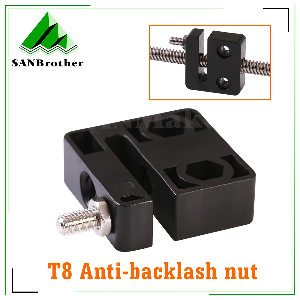 3D Printer Accessories T V-Openbuildd Type Anti-backlash T8 Screw 8mm Nut Block Pitch 2mm Lead 2mm/4mm/8mm POM Square T8 Nut