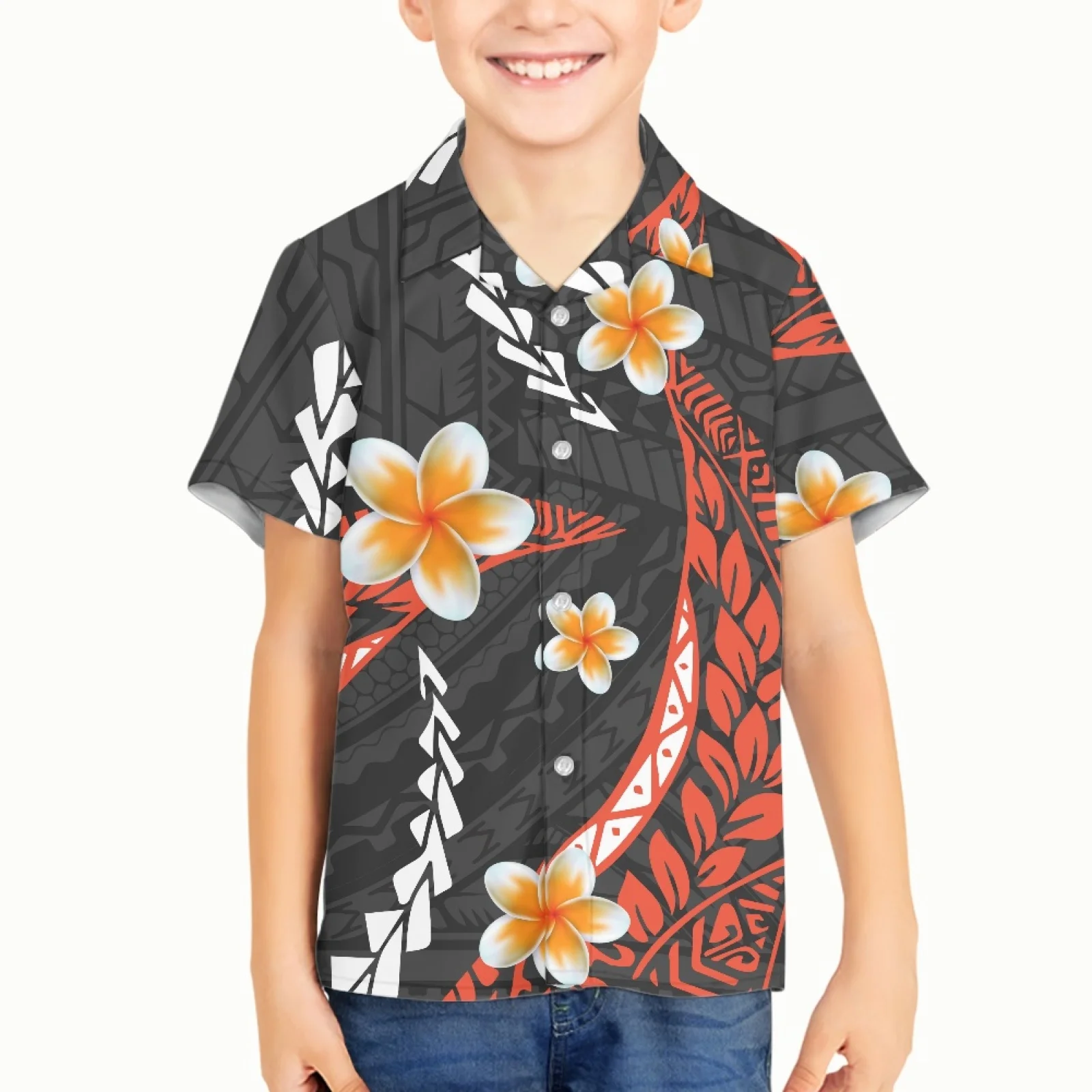 

Kid Boy Polynesian Tribal Fijian Totem Tattoo Fiji Prints New Spring Shirt 3T-16T Childrens Tops Holiday Beach Party Casual Wear