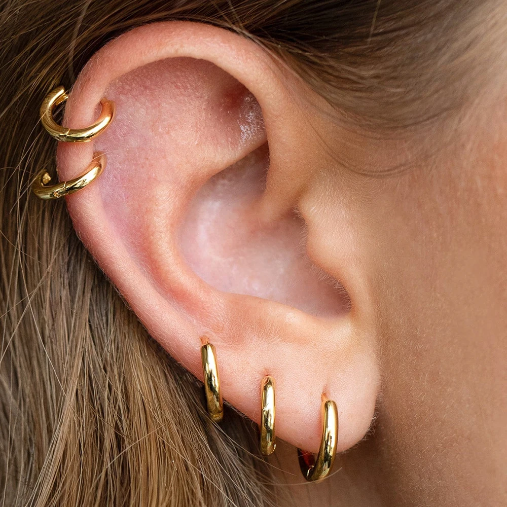 Stainless Steel Simple Hoop Earrings for Women Tragus Piercing