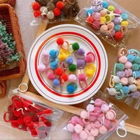 20Pcs Girls Colorful Plush Ball Elastic Hair Bands Kids Ponytail Ties Rubber Bands Headwear Hair Accessories Gift for Kids 4