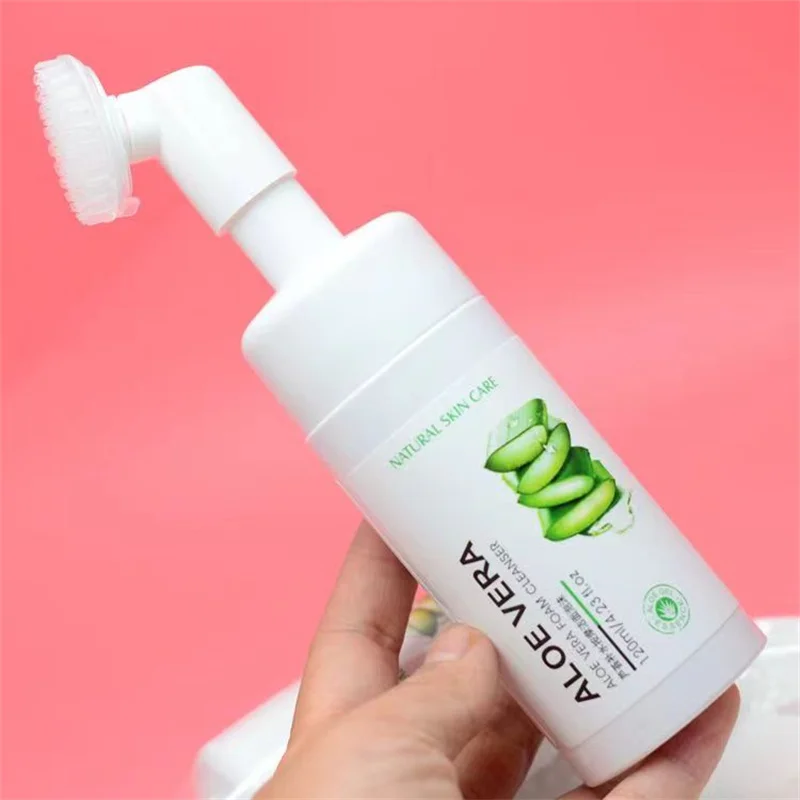 Aloe Vera Moisturizing Massage Cleansing Foam Oil Control Gentle Care Deep Clean Facial Cleanser Mousse Skin Care Products 120ml 3