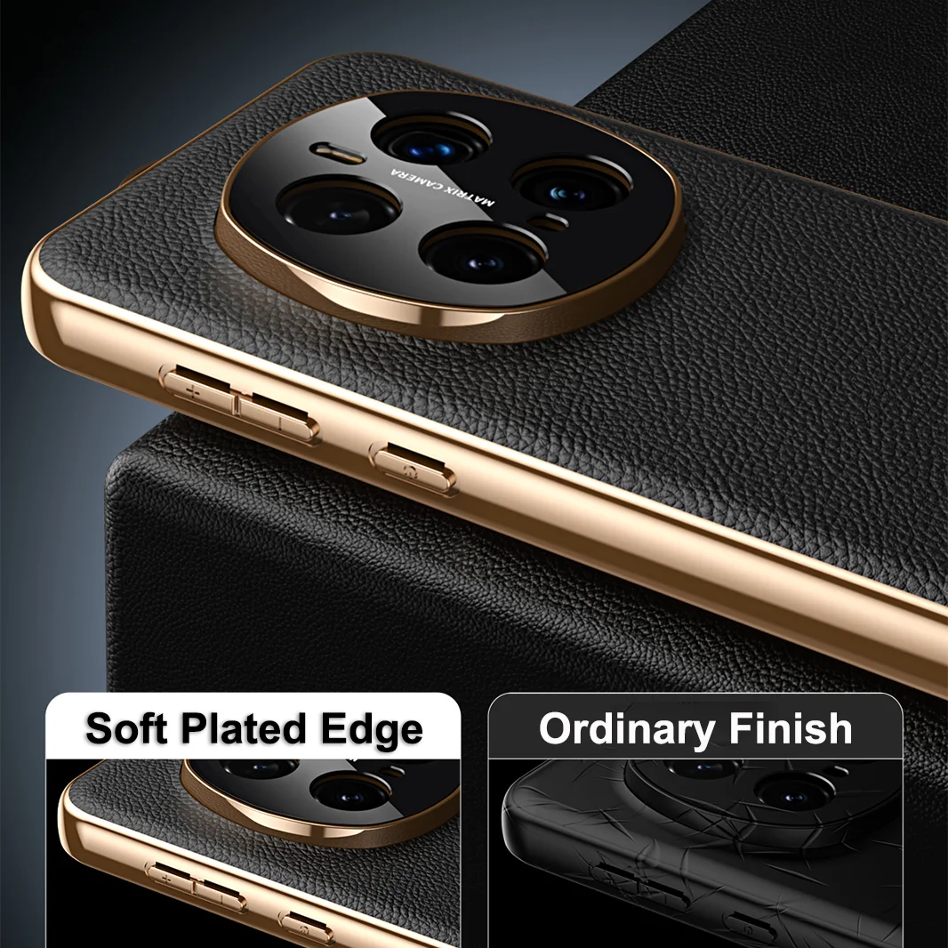 Premium Top Grain Genuine Leather Case with Magnetic Camera Protection - Plated Soft Cover Shell