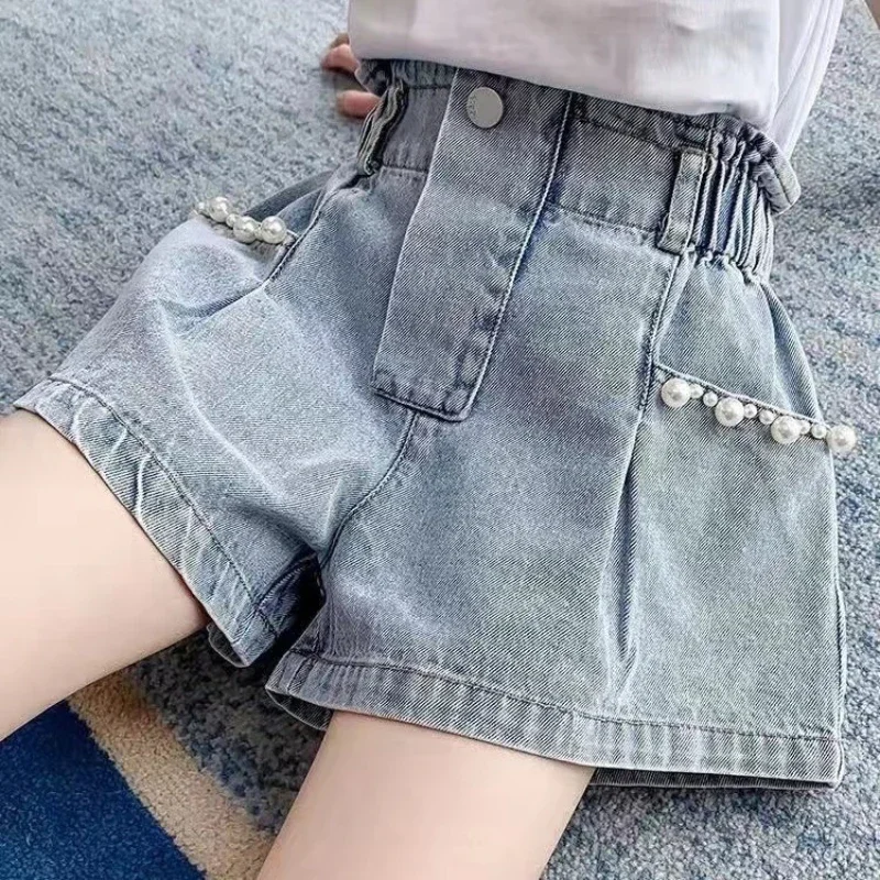 Girls Denim Shorts Teenage Girl Summer Shorts Kids Bow Clothes Children Flowers Embroidery Jean Short