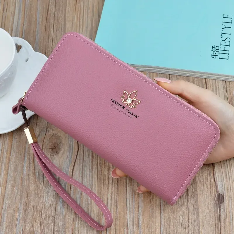 Personalized Women's Bifold Wallet - Photo, Text & Date Customization, Long Zipper Pocket, Wrist Strap - View #12