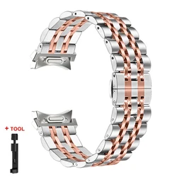 Sleek No - Gap Stainless Steel Watch Band - Premium Metal Strap Bracelet - Watch 4 Classic (Silver rose gold)