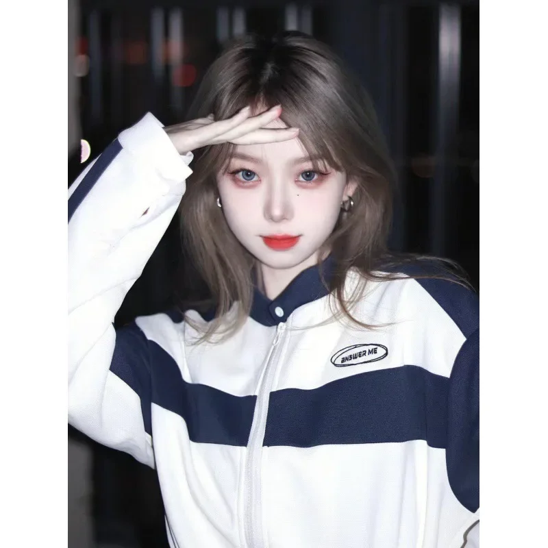 아메리칸 스타일 스트리트 야구 재킷 여성 용수철, 캐주얼 짧은 상의, 스타일리시한 데님 재킷, 2023 신상