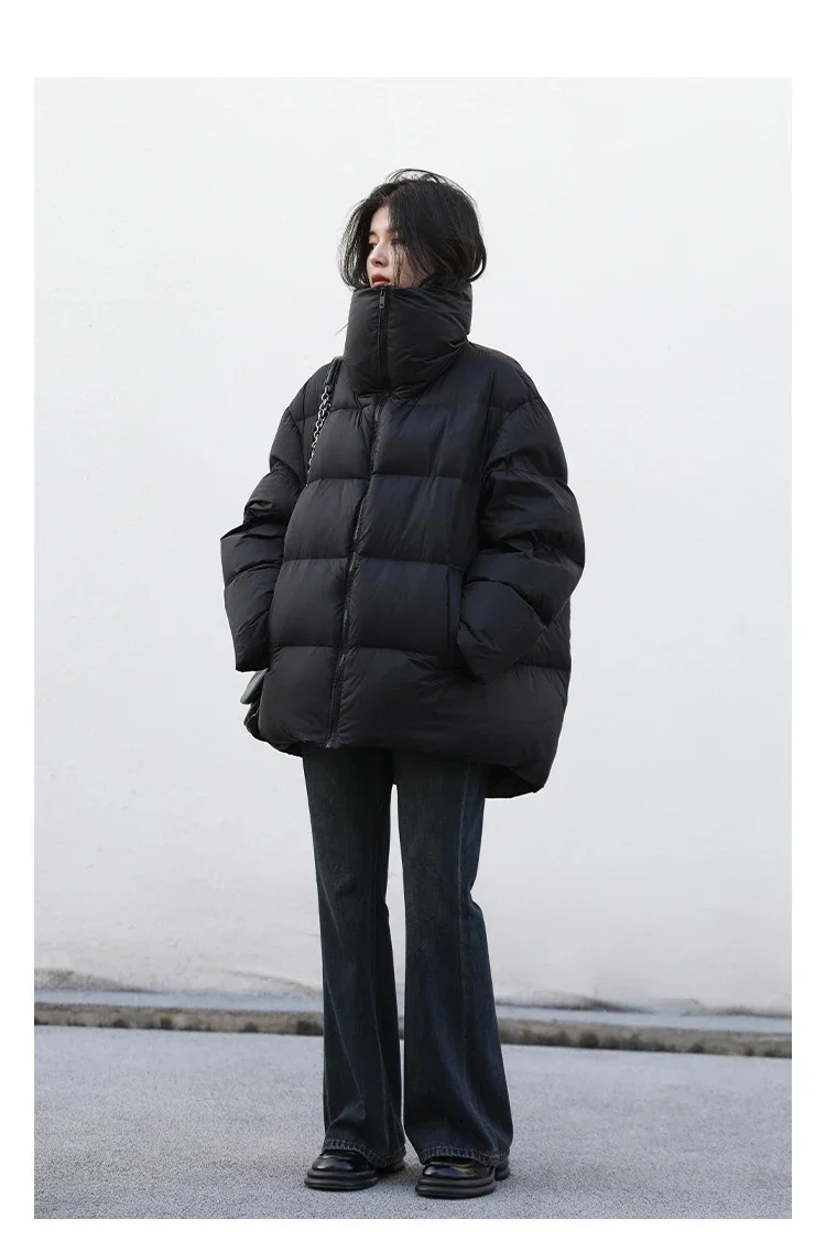 CHIC VEN Women's Down Coats Korean Stand Collar Simple Solid Color Warm Casual Jackets Soft Fashion Female Clothing Winter 2025