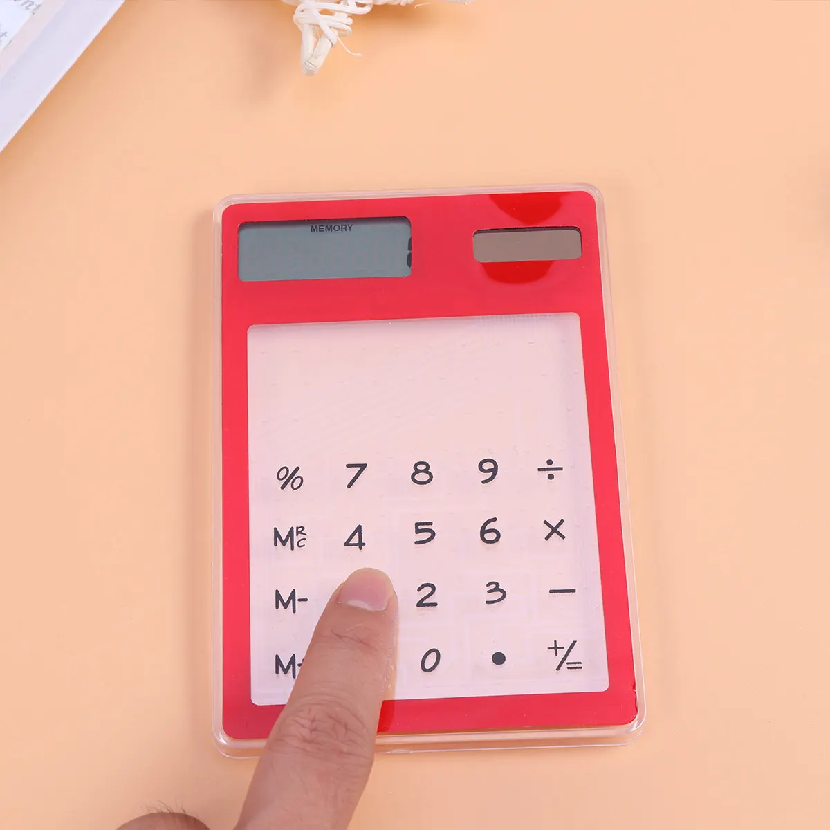 LCD 디스플레이가 있는 초슬림 태양열 계산기 8자리 터치스크린 기능 사무용품 학생용 휴대용 컴팩트