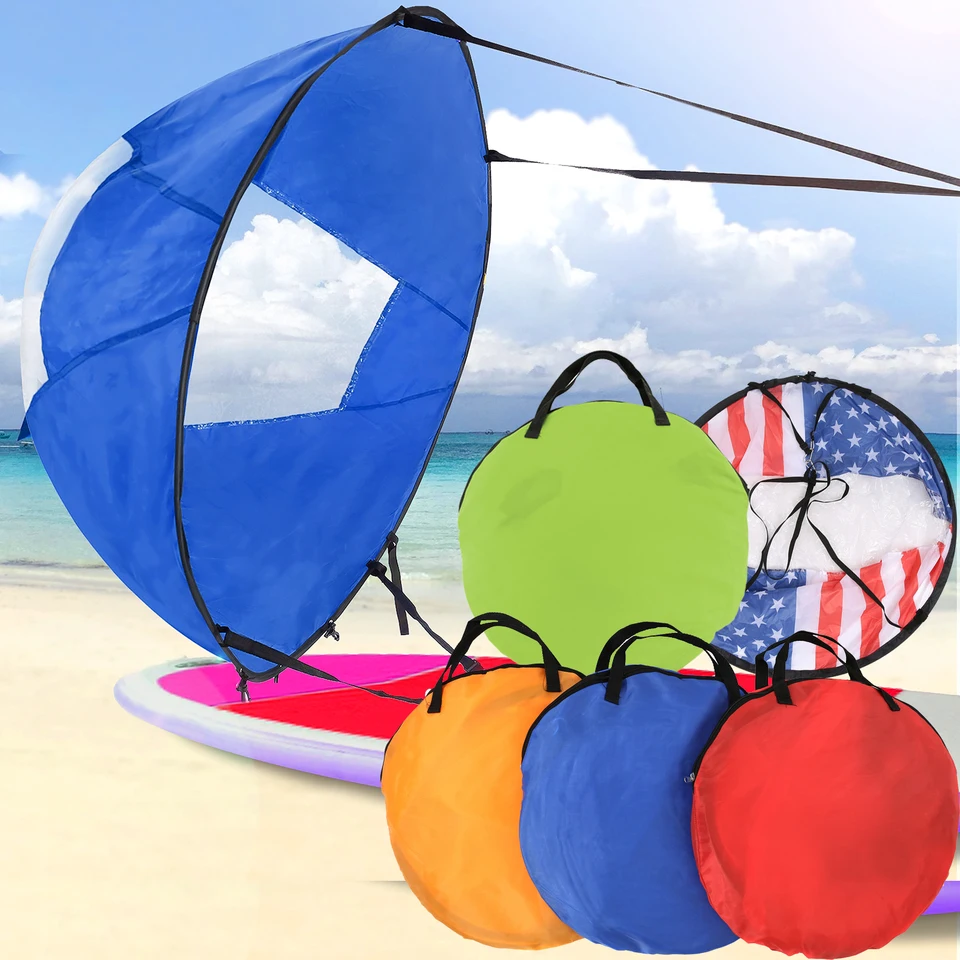 42 Kayak Wind Sail Portable Downwind Wind Paddle Instant Popup Board Voile Kayak Accessoires avec fenêtre en PVC Transparent pour Kayaks Canoës Gonflables Tandems Bateaux d'expédition Installation