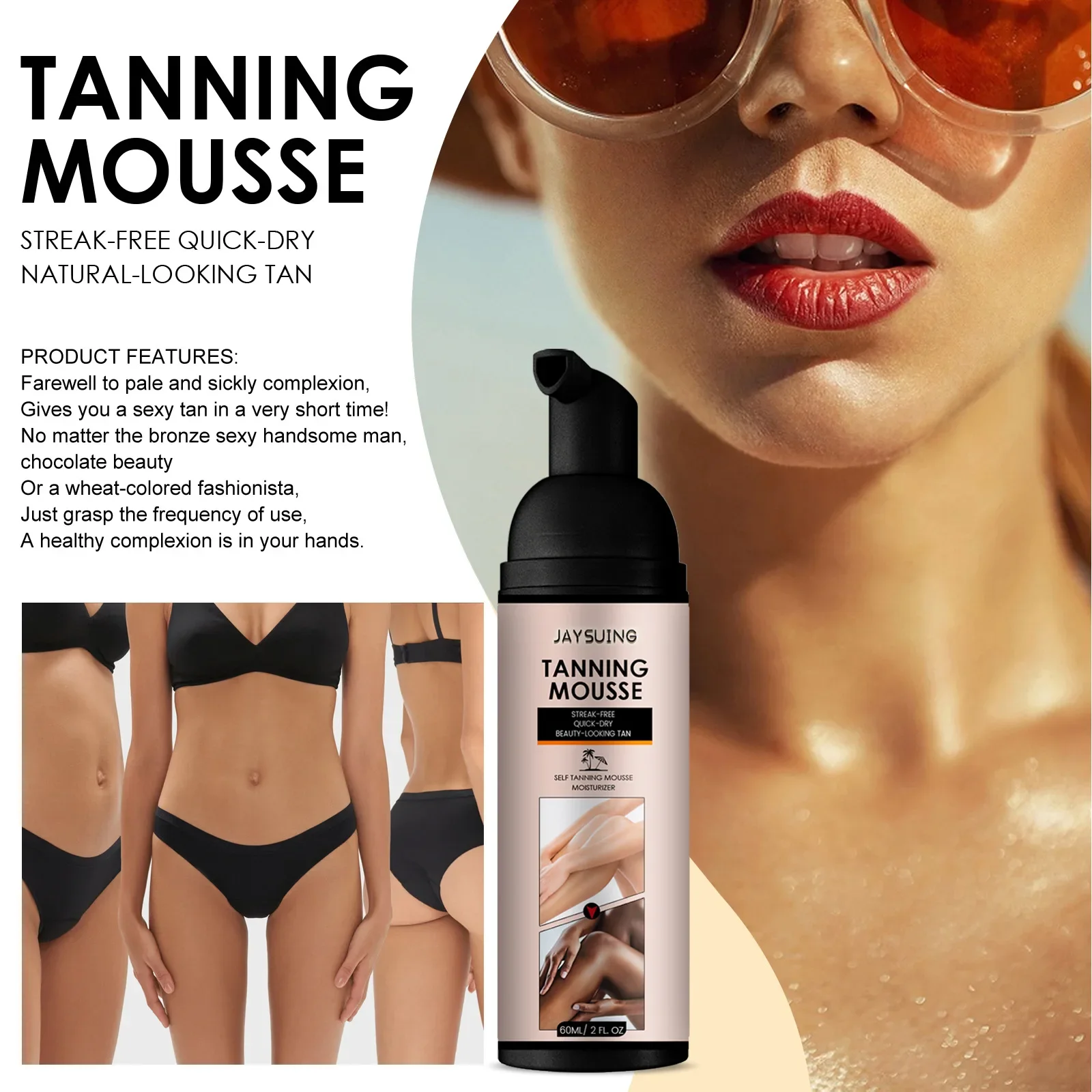 Bronzer Tanning Mousse Darker Natural Sunless Bronzing Accelerator Nourish Beach Tanning Solarium Sunbathing Fake Tan Mousse