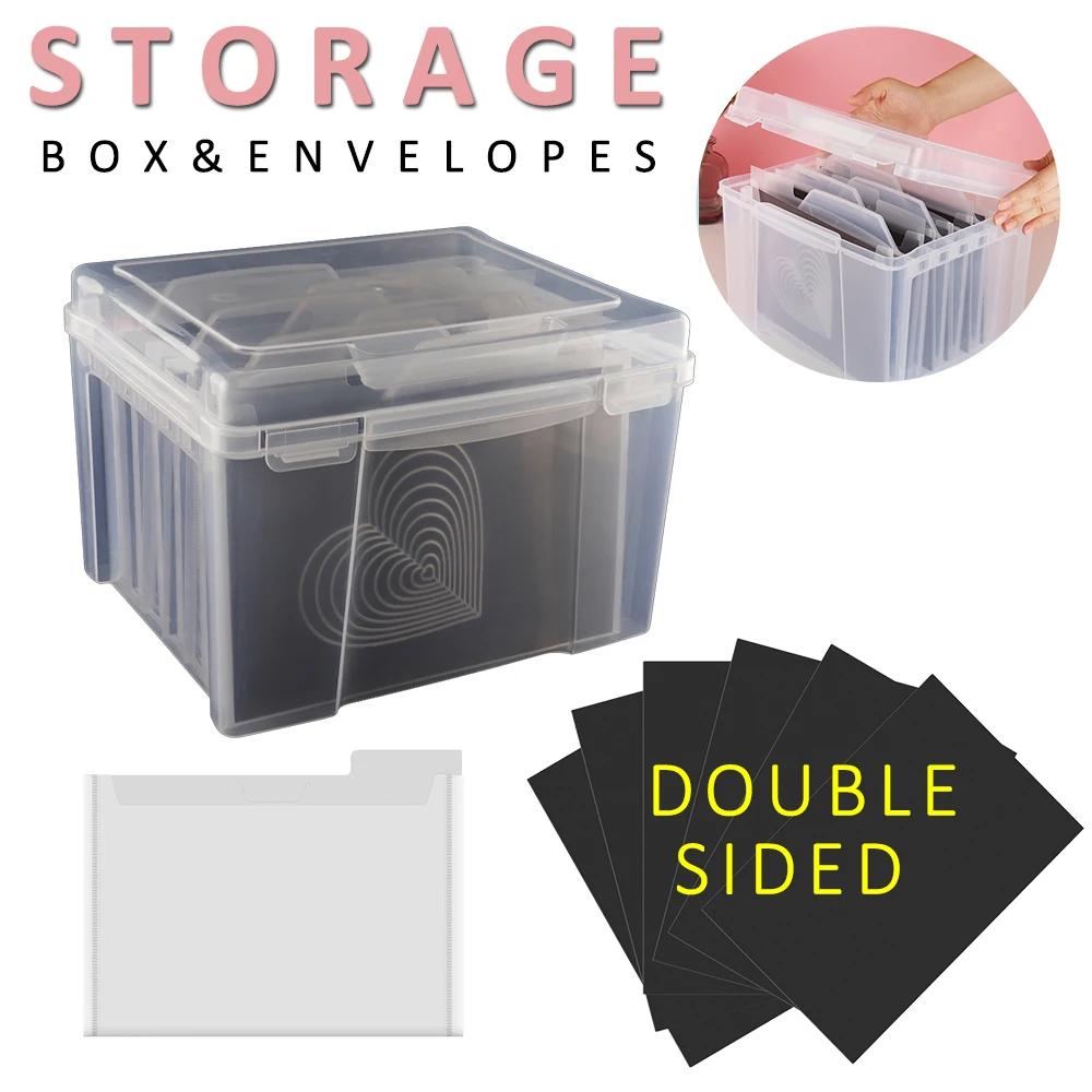 Clear Craft Storage Box with 6 Tabbed Dividers/Double Sided Strong Magnetic  Sheets/Plastic Envelopes Cutting