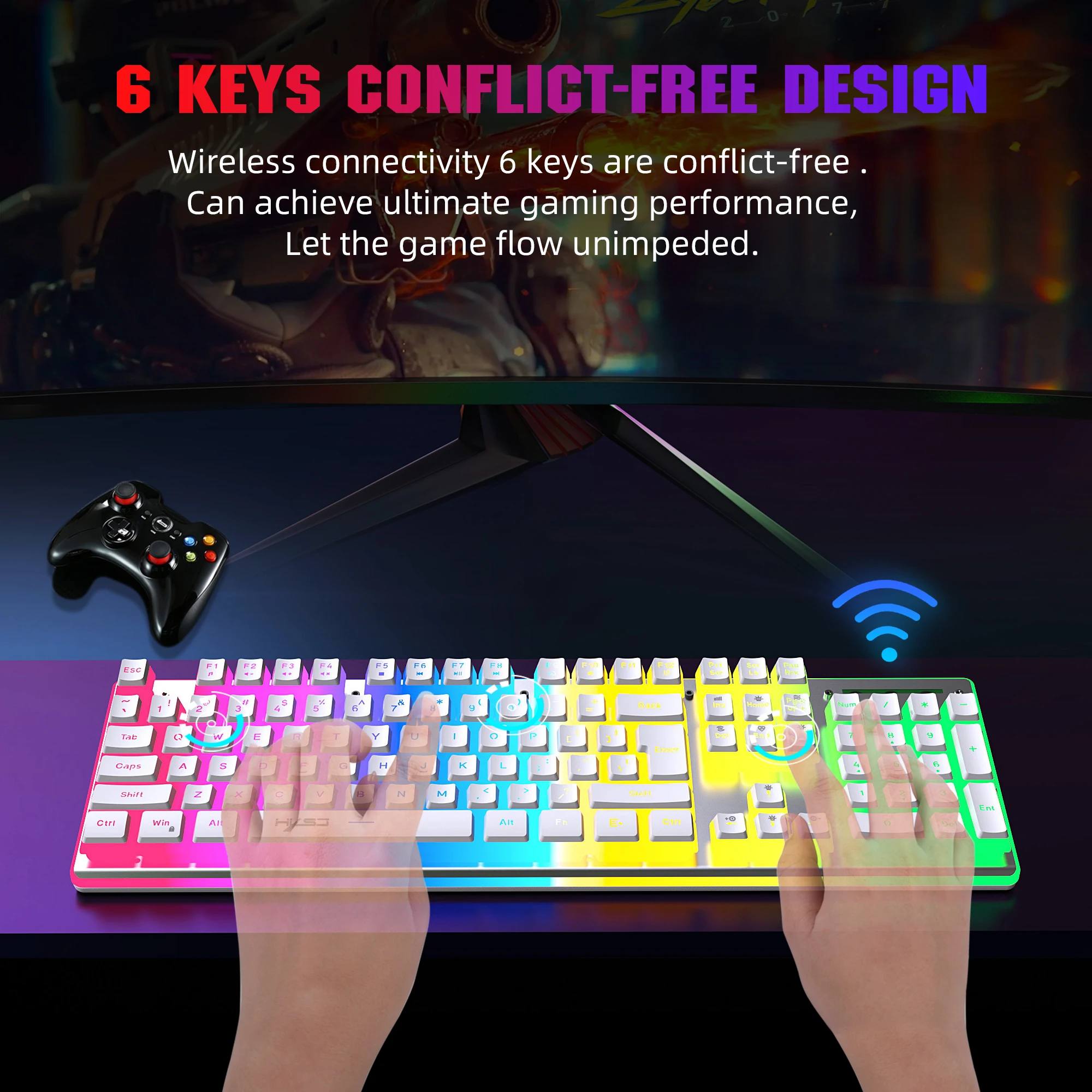Wireless Keyboard and Mouse Set Rechargeable 2.4G USB RGB Backlight Keyboard Mouse Combos