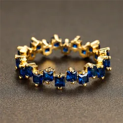 Elegant Light Purple Zircon Stone Ring in Gold Tone - 8 (Blue)