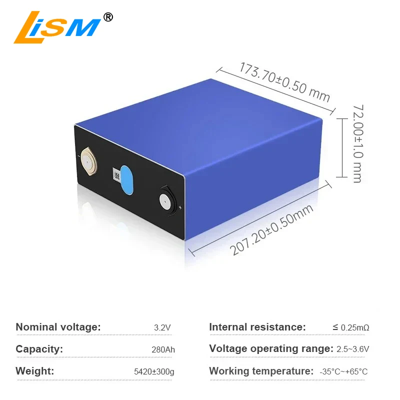 Lithium Iron Phosphate Battery 3.2V 280AH Lifepo4 Rechargeable