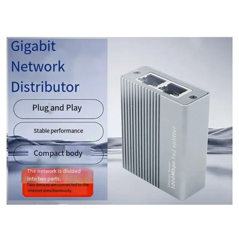 ABSK-기가비트 이더넷 분배기 1-2 네트워크 분배기 Cat8/7/6/5E/5 케이블용 1000Mbps 이더넷 케이블 분배기 네트워크 커넥터