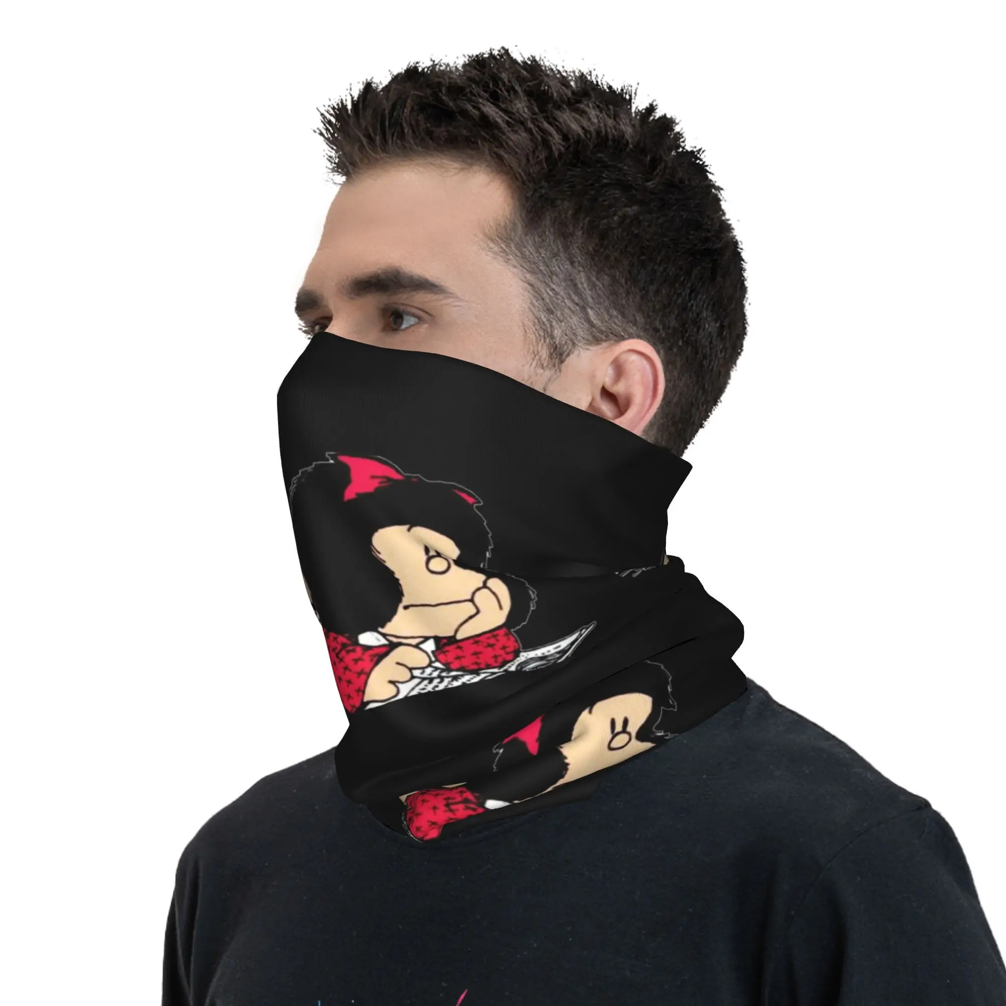 Cute Mafalda Bandana Winter Neck Warmer Windproof Wrap Face Scarf for Ski Argentine Cartoon Quino Comic Gaiter Headband