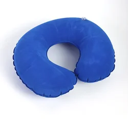 Portable Inflatable Travel Cushion - Comfortable Plush Neck Support Pillow (D009 - 1 Blue)