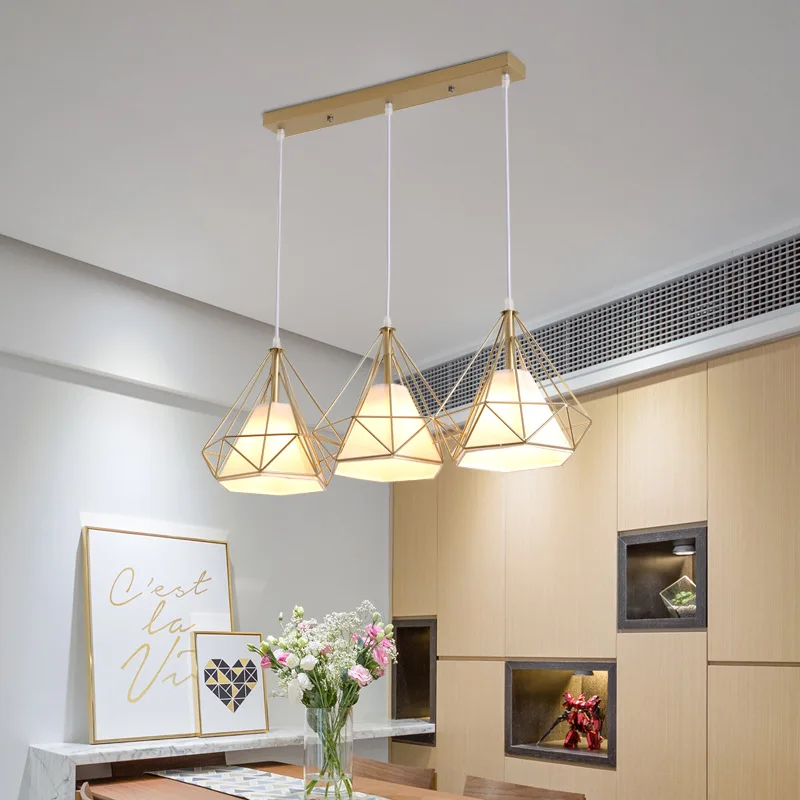 

Nordic Pendant Lights Three-head Restaurant Ceiling Light Dining Room Lamp Shop Front Bar Creative Single Household Lamps WJ11