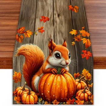 Pumpkin Squirrel Autumn Table Runner 1
