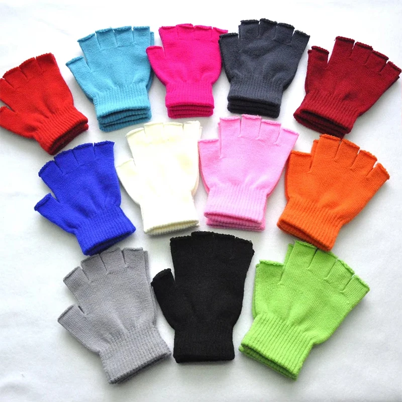 Outdoor Warm Wrist Knitted Elastic Gloves Unisex Half Finger Wrist Warm Working 1Pair Glove Autumn Hiking Cycing Sports Gloves