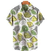 

2022 Hawaiian shirt 3d printing men's and women's fruit pattern short sleeve unisex loose vacation fashion casual top beach