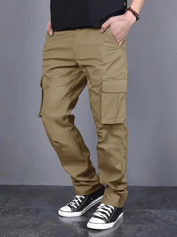 Men's casual multi pocket work pants with loose fit and drawstring waistband suitable for hikingfishingand outdoor exploration 5