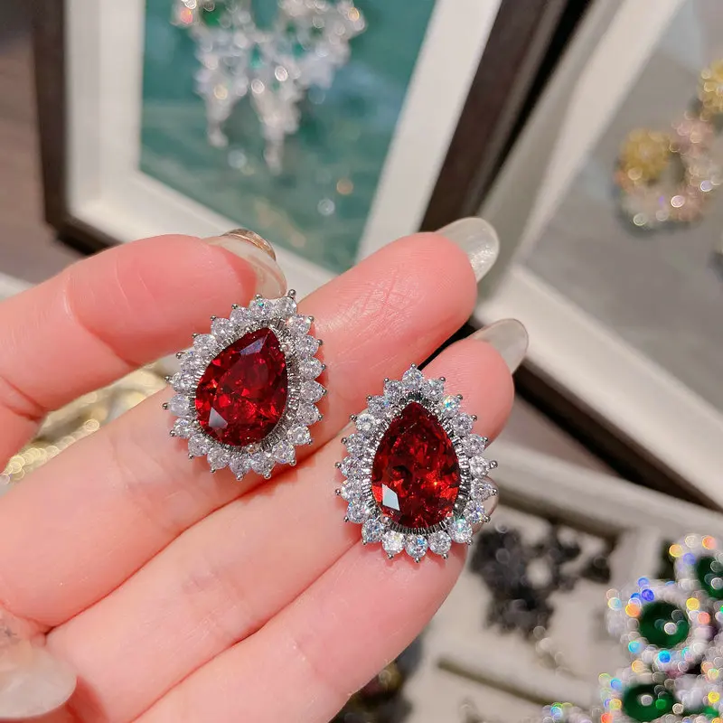 Sterling Silver Pear Cut Cubic Zirconia Leverback Earrings