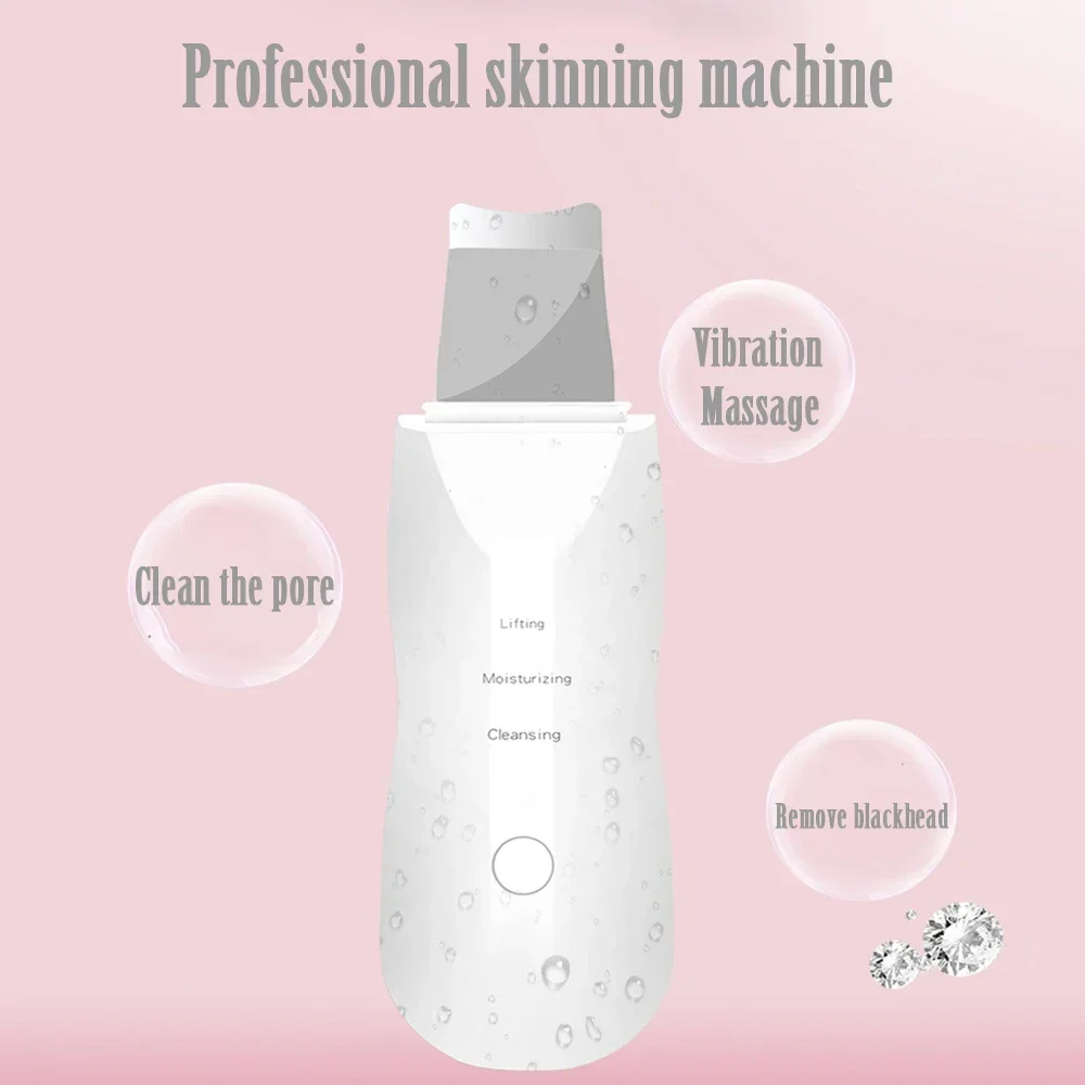Ultrasone Skin Scrubber Trillingen Gezicht Spatel Comedondrukker Scrubber Schop Schoon Cavitatie Huid Peeling Facial Lifting