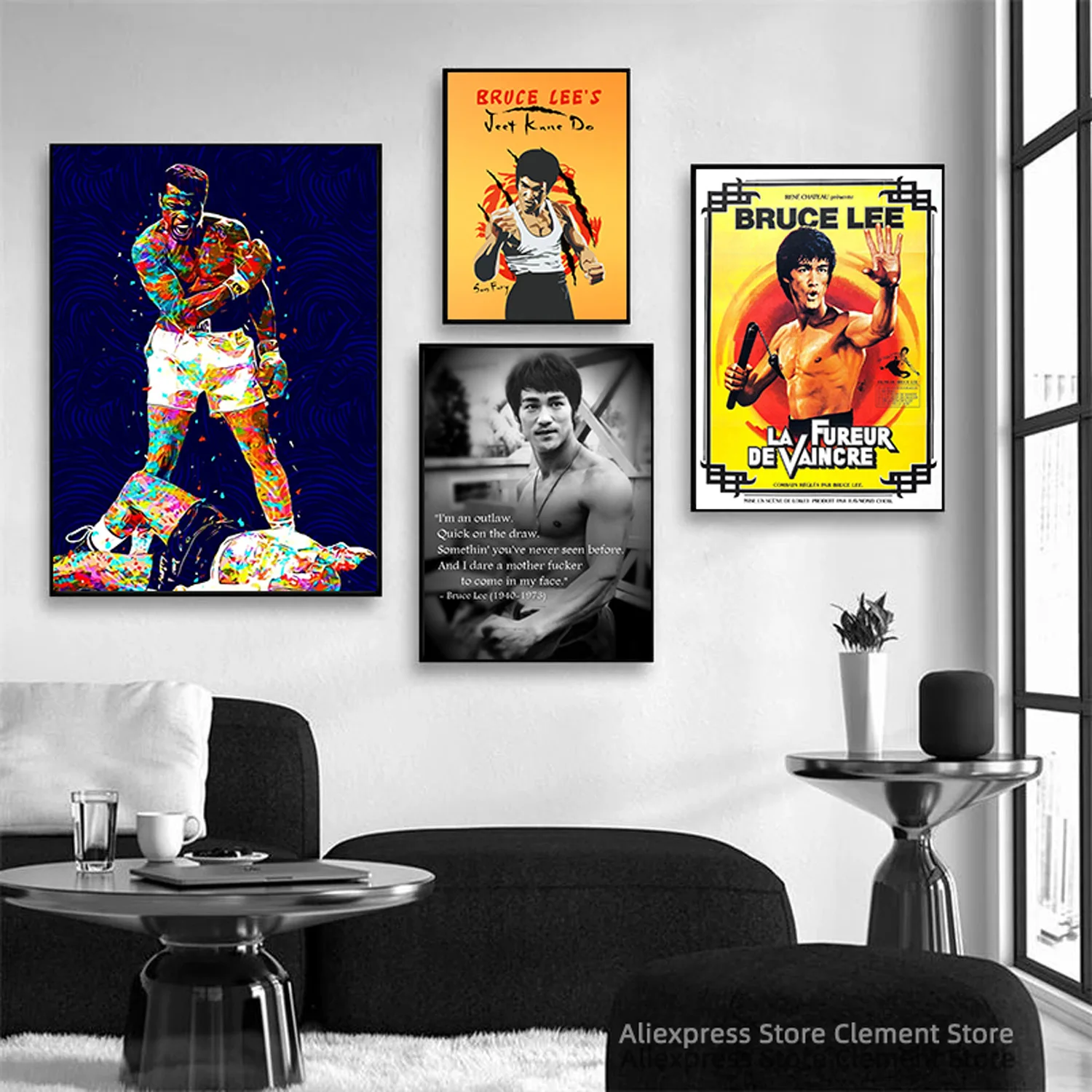 Muhammad Ali vs Bruce Lee,The Greatest vs The Dragon poster Canvas