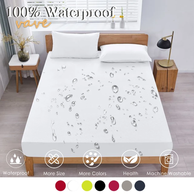 100% Waterproof Thicken Mattress Protector Cover Non-slip Fitted Bed Sheet  Pad Bed Cover Single Double Bed Queen King Size 1Pc - AliExpress