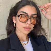 Lunettes de soleil carrées vintage pour femmes, lunettes de soleil rétro à grande monture, transparentes, bonbons, lunettes de créateurs, marque de mode 1