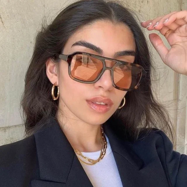 Lunettes de soleil carrées vintage pour femmes, lunettes de soleil rétro à grande monture, transparentes, bonbons, lunettes de créateurs, marque de mode 1
