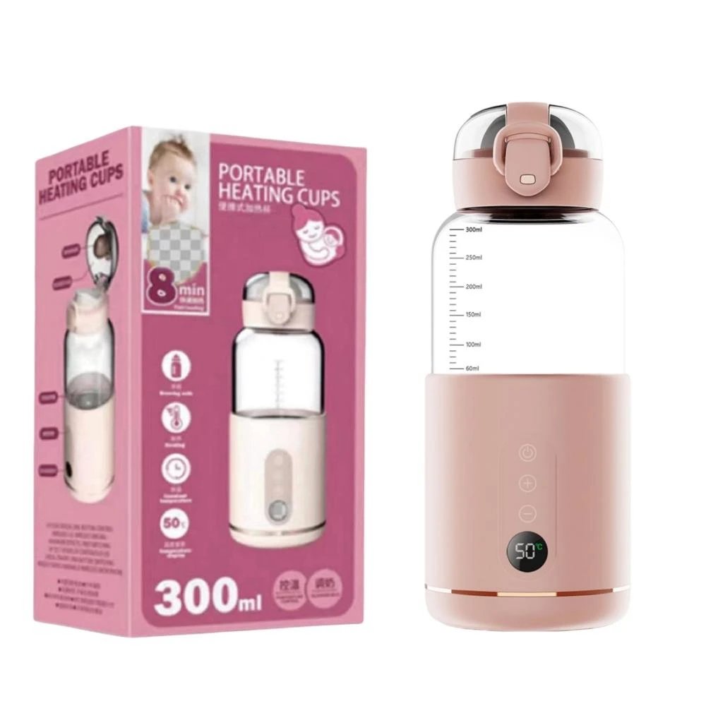 Wirless Electric Baby Bottle Heater Milk USB Rechargeable +1/+1℃ Temperature Control & Display Portable Baby Bottle Warmer