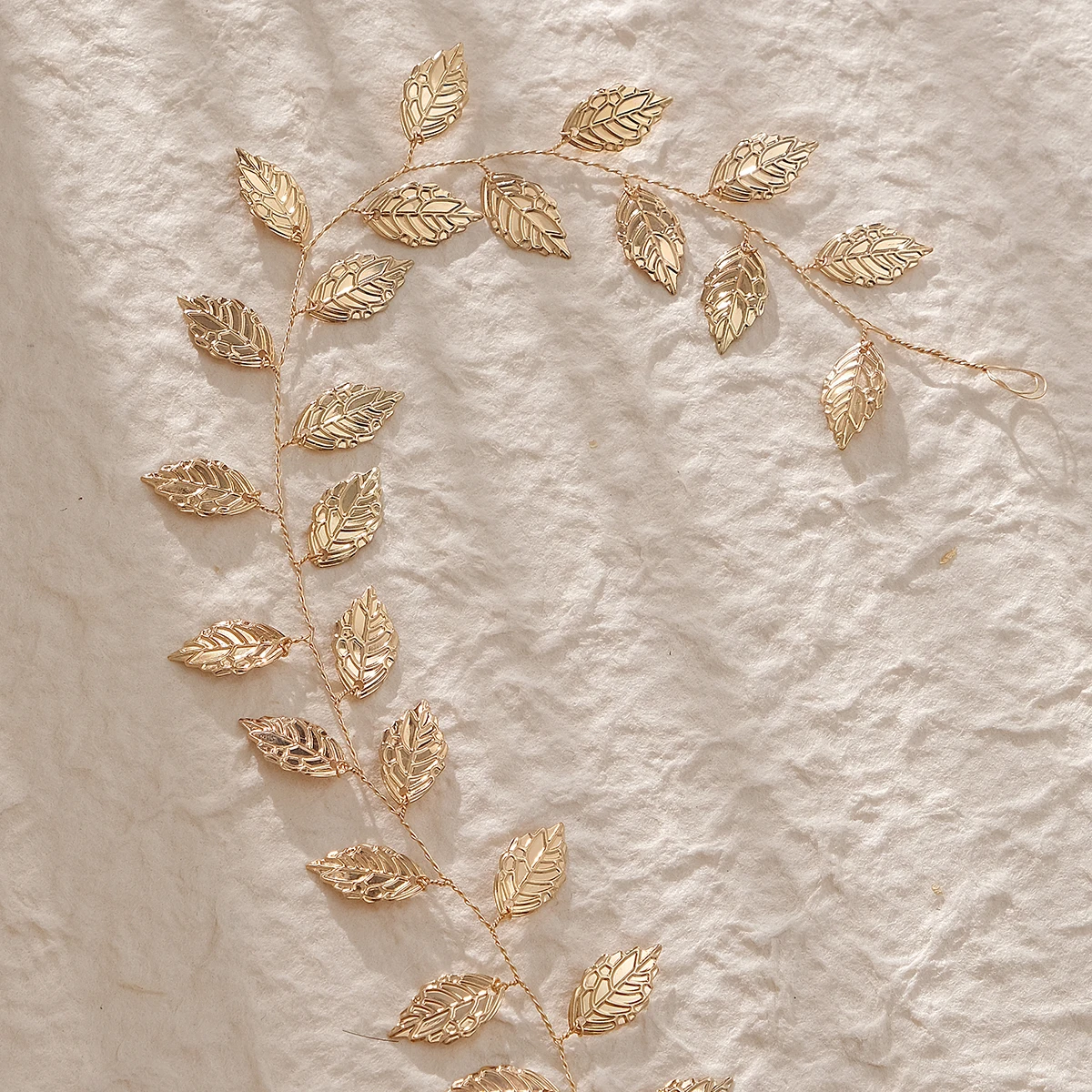Brautschmuck, einfache Metall-Haarbänder, Europa und die Vereinigten Staaten, Hochzeit, Kopfschmuck, handgefertigt, Blattgold-Stirnband, weiblich – Detail 8