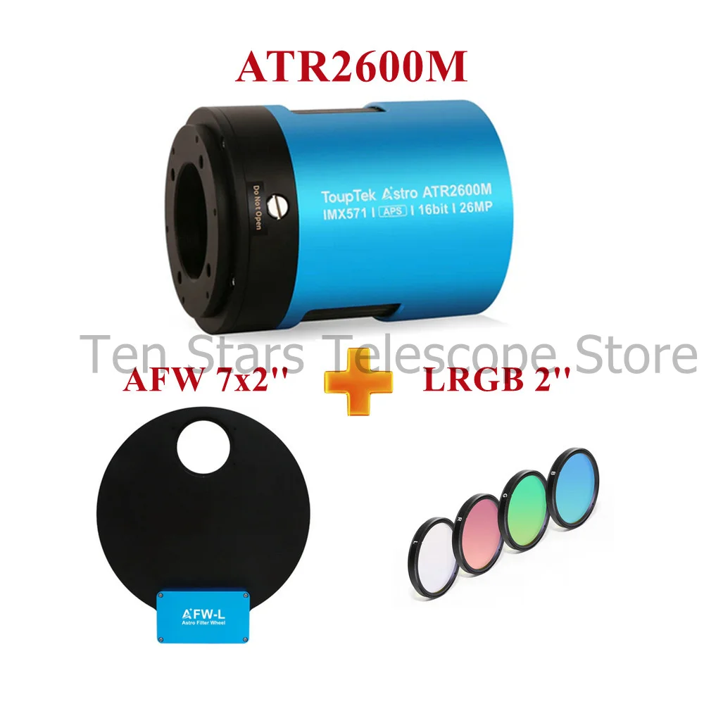 TOUPTEK ATR2600M 제품 포트폴리오 IMX571 APS-C TEC 냉각 천문학 Momo 카메라(AFW 필터 휠 포함) 7x2'' LRGB 2'' 필터